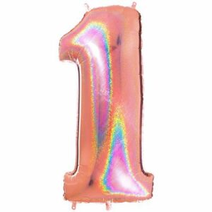 Palloncino Mylar Glitter 100 cm Rosa Gold numero 1*