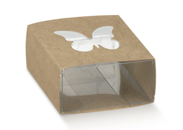 Astuccio Avana con Farfalla e scatolo Pvc 6x6x3 cm 10 Pz *