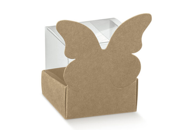 Scatola Avana Farfalla con scatola in pvc 4x4x6 cm 10 Pz *