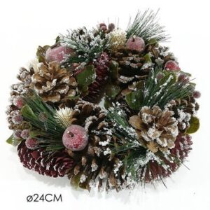 Ghirlanda Natalizia Decorata con Pigne diametro 24 cm *