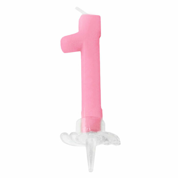 CANDELINA MINI 7 cm ROSA numero 1 *