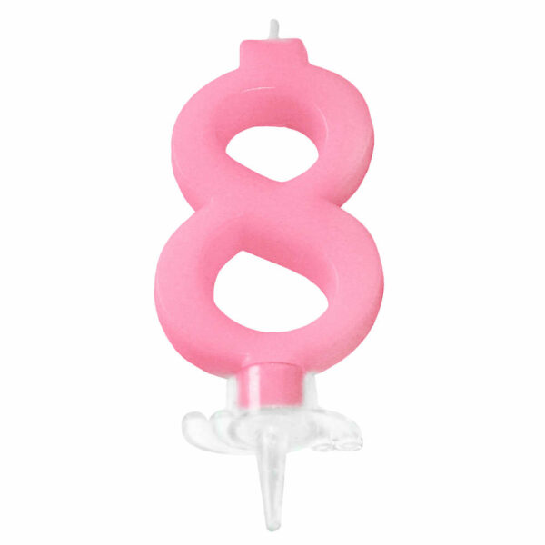 CANDELINA MINI 7 cm ROSA numero 8 *