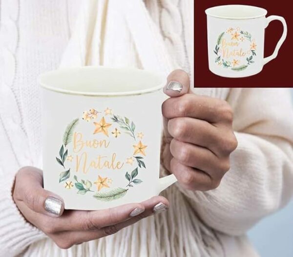 Tazza in ceramica Buon Natale gold *