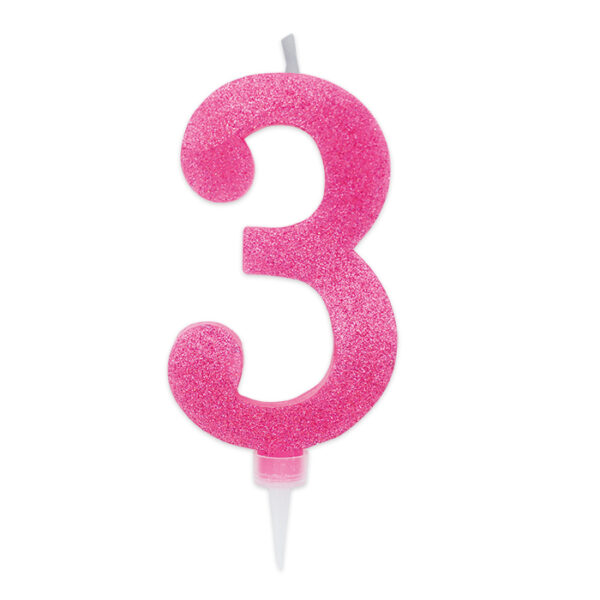 Candela Max Numero 3 Fucsia Glitter*
