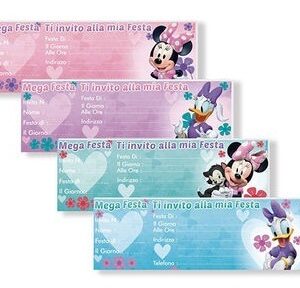 Biglietti Invito Minnie ad assegno 21×7 cm 15 pz colori assortiti *