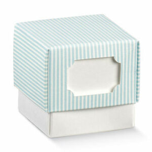 Scatola Porta Confetti Fleur righe celesti 5x5x5 cm 10 Pz*