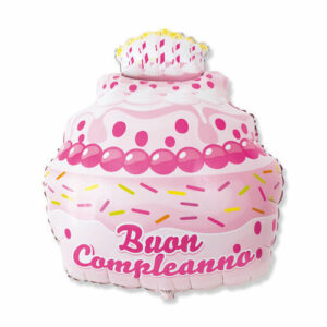 Palloncino Mylar 60 x 74 cm Buon Compleanno Cake Rosa *