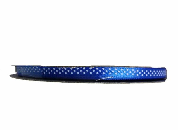 Rotolo Nastro Doppio Raso Pois Blu 6 mm 50 mt *