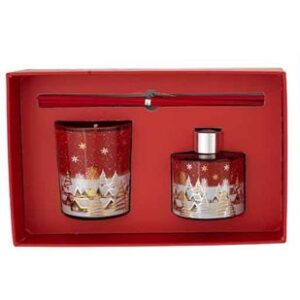 Scatola Rosso Regalo con Profumo e Candela