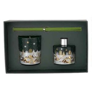 Scatola Verde Regalo con Profumo e Candela