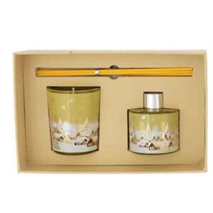 Scatola Oro Regalo con Profumo e Candela